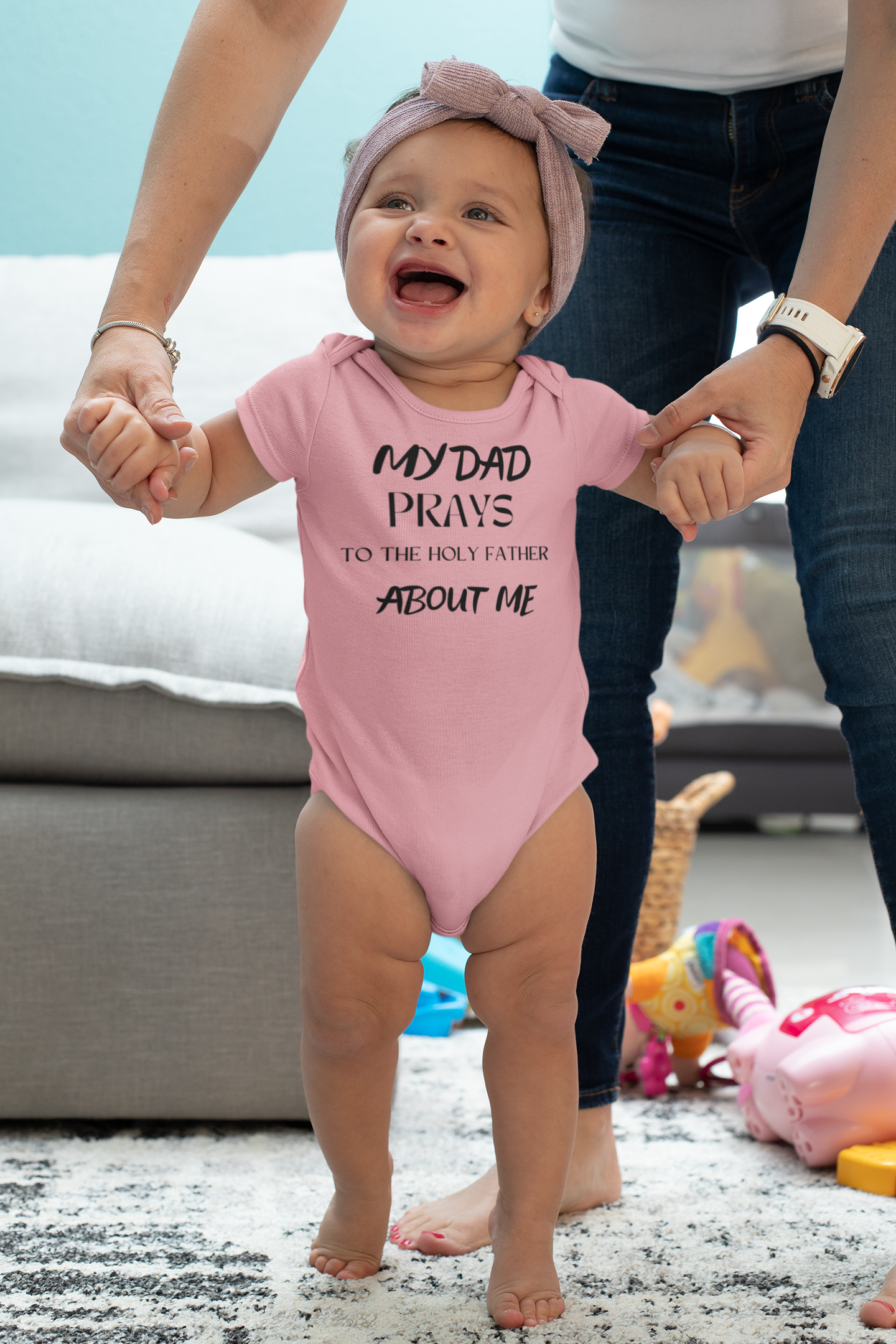 "Daddy's Prayers" Lyrically Love Bible Verse Baby Onesie