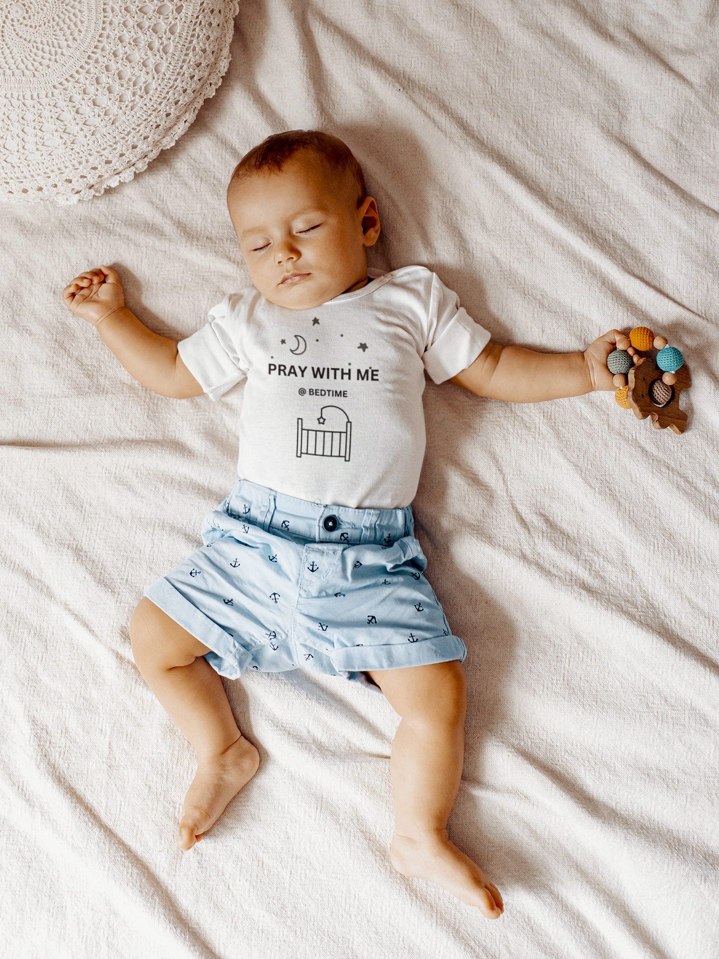 "Bedtime Prayers" Lyrically Love Bible Verse Baby Onesie